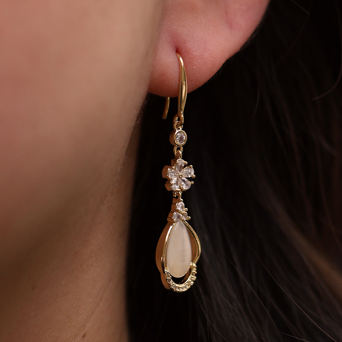Mother of pearl hook drop earrings-2