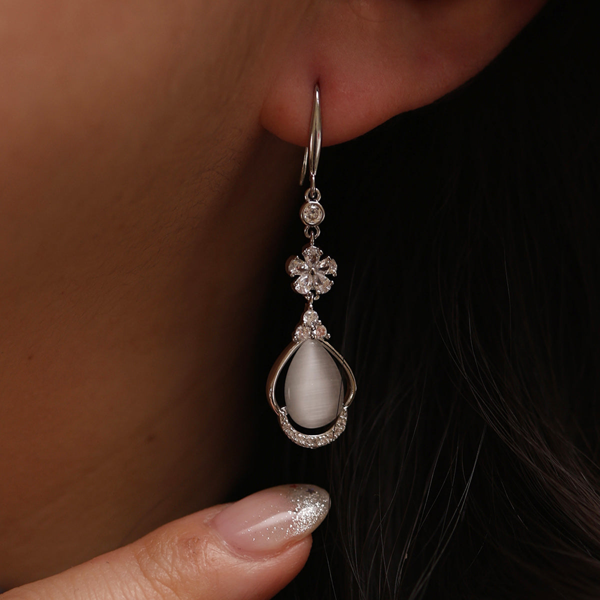 Mother of pearl hook drop earrings-3