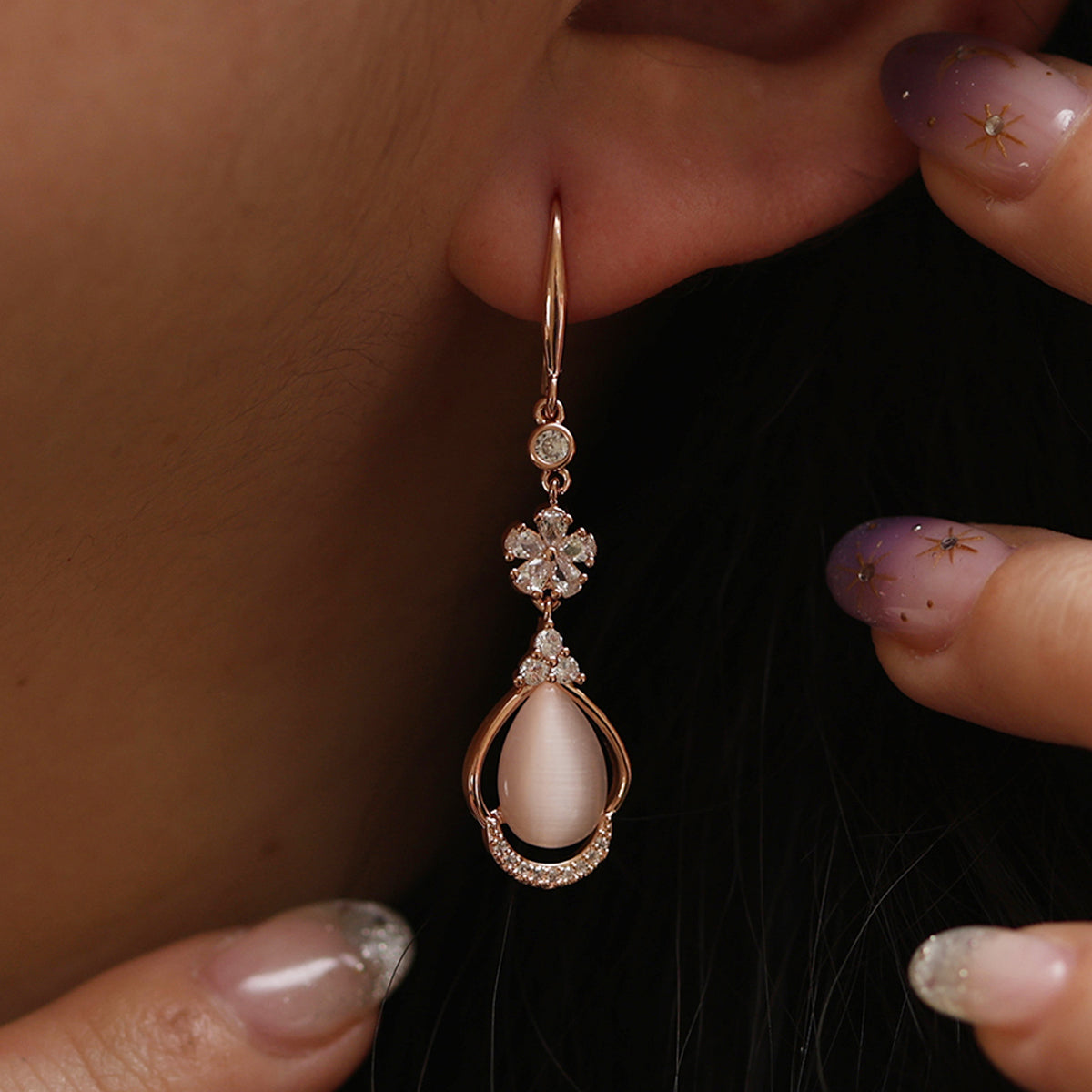 Mother of pearl hook drop earrings-4