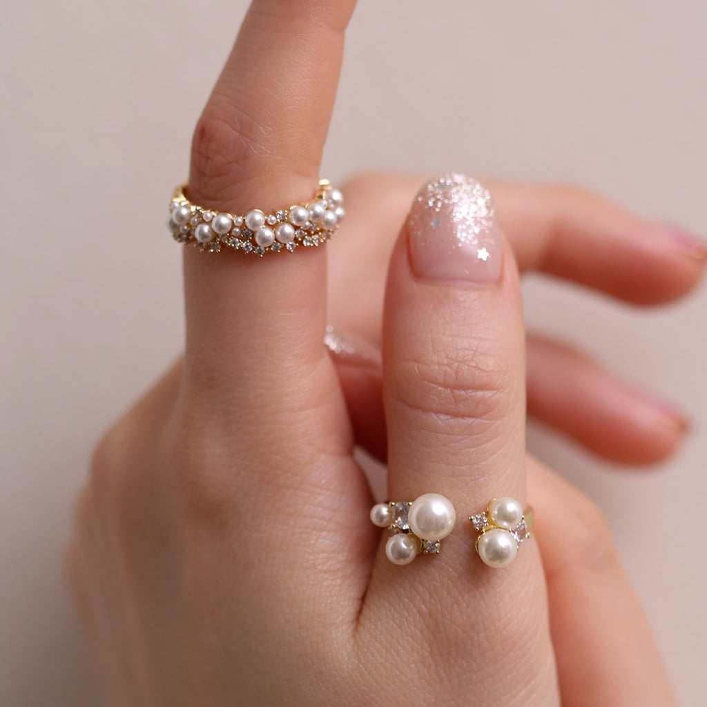 Bold cubic pearl ring-2