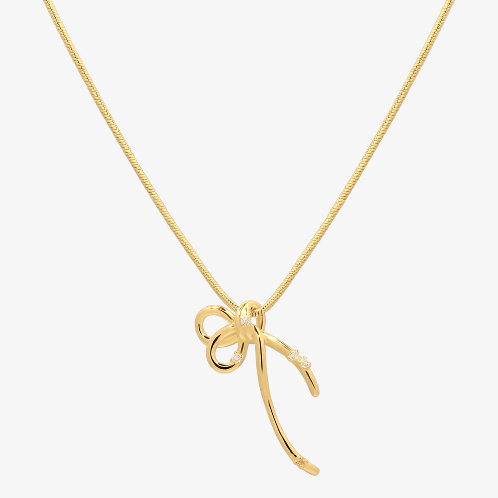 Snake cubic bow necklace-1