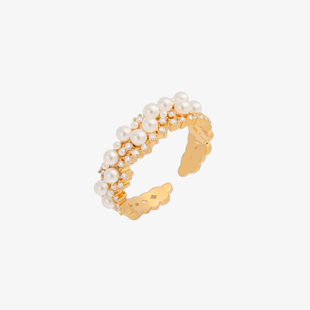 Bold cubic pearl ring-0