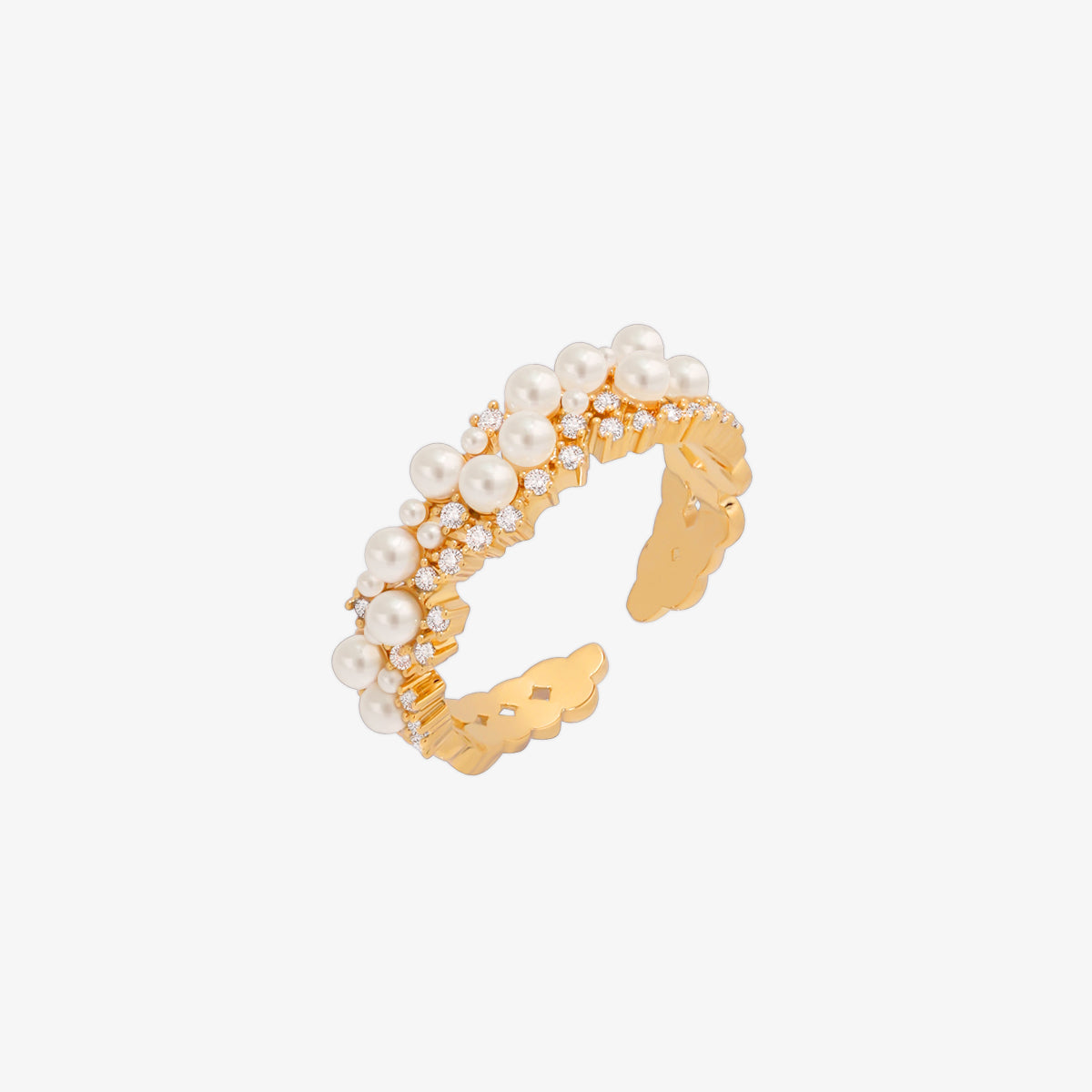 Bold cubic pearl ring-0