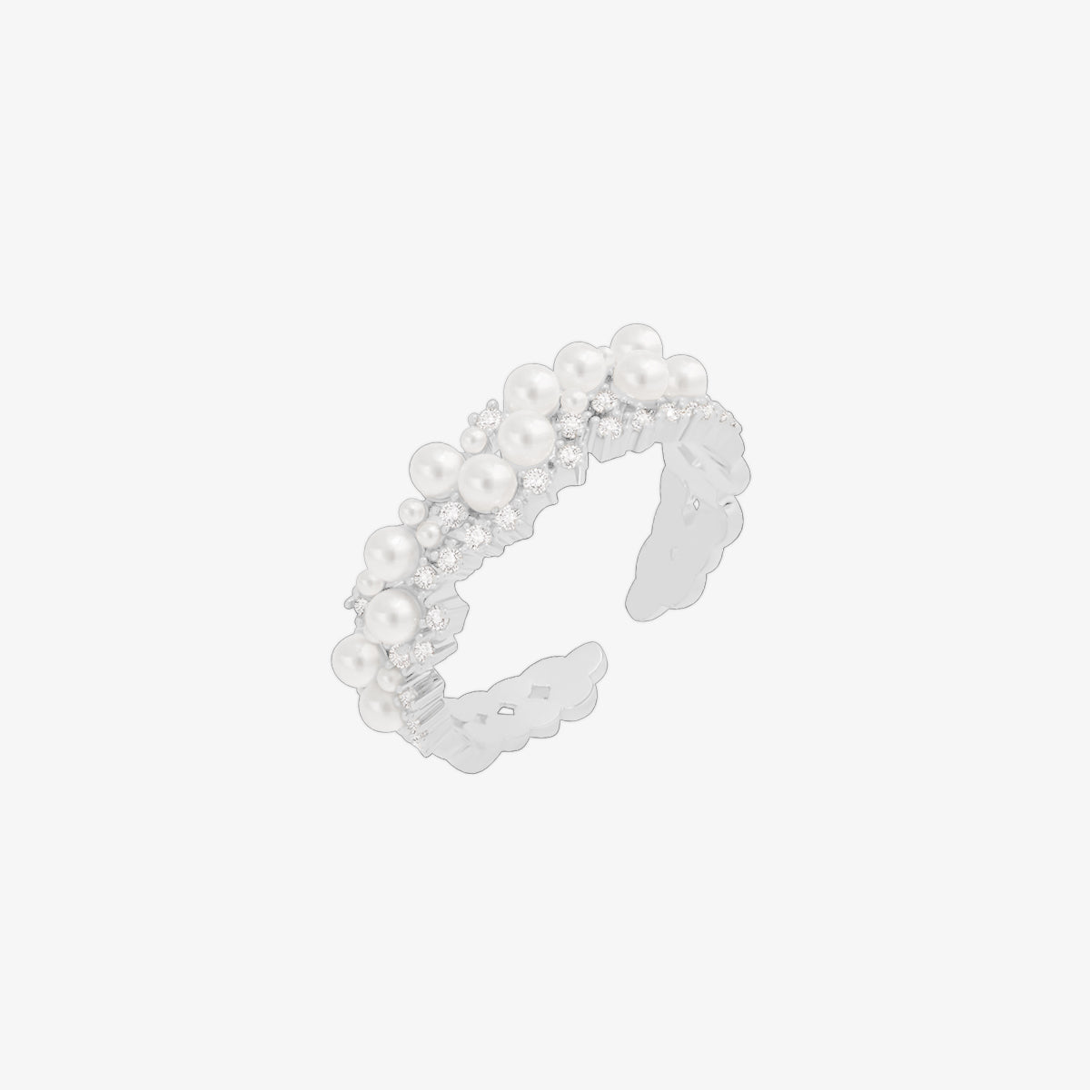 Bold cubic pearl ring-5